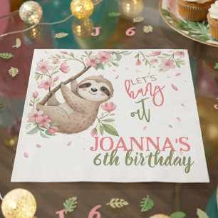 Let's hang out sloth kids birthday napkins