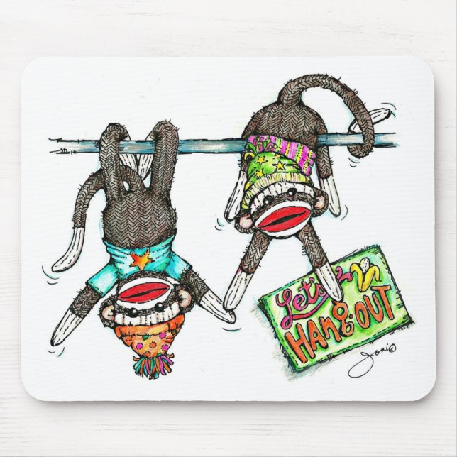 Let's Hang Out - Sock Monkeys Mouse Pad (Front)