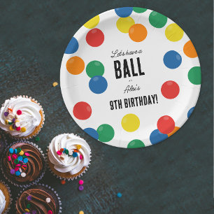 Let's Have a Ball Colorful Ball Birthday Party Paper Plates