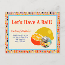 Let's Have A Ball Disco Birthday Party Postcard
