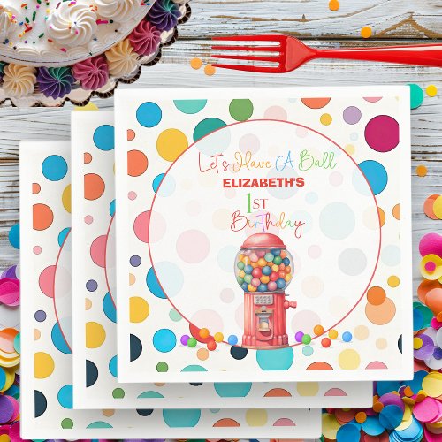 Lets Have A Ball _ Gumball 1st Birthday Napkins