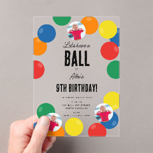 Let's Have a Ball  Kids Birthday Party Theme Acrylic Invitations