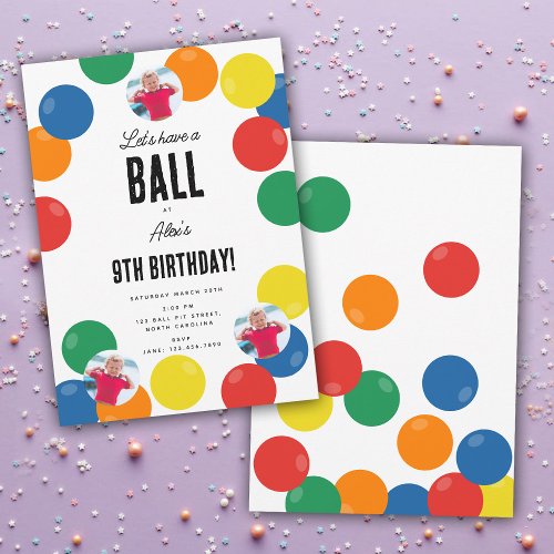 Lets Have a Ball  Kids Birthday Party Theme Invitation