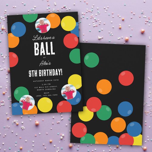 Lets Have a Ball  Kids Birthday Party Theme Invitation