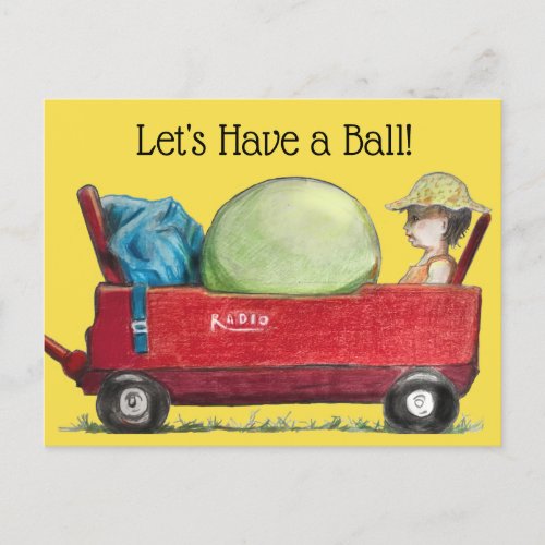 LETS HAVE A BALL PARTY by Slipperywindow Announcement Postcard