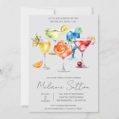 Lets Have A Drink  Cocktail Drinks Bridal Shower Invitation
