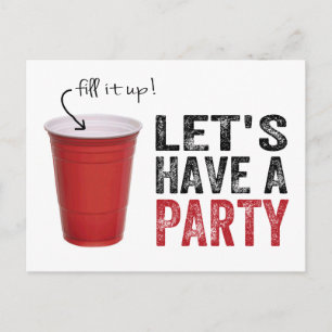 Let's Have a Party! Funny Red Cup Invitation Postcard