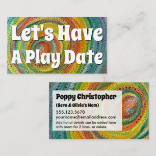 Let's Have a Play Date Rainbow Watercolor Circles Calling Card