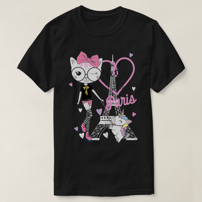 lets have fun in Paris Tee Cute Kitty Unicorn  (Design Front)