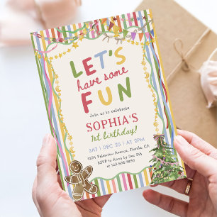 Let's Have Some Fun Christmas Colorful Birthday Invitation