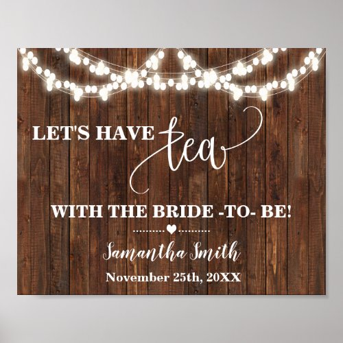 Lets have Tea with Bride Western Shower Sign