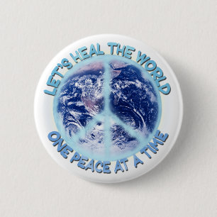 Let's heal the World Pinback Button