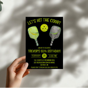 Let's hit the Court! Pickleball Birthday Party Invitation