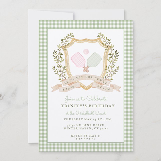 Let's Hit the Court | Preppy Pickle Ball Birthday  Invitation (Front)