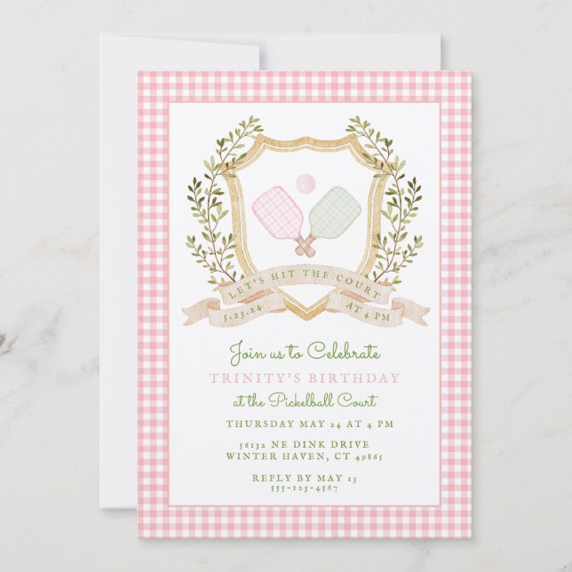 Let's Hit the Court | Preppy Pickle Ball Birthday  Invitation (Front)