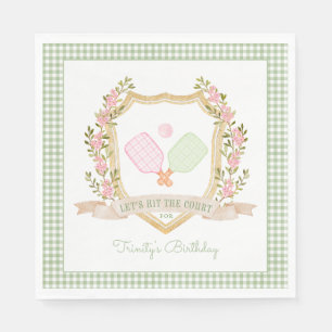 Let's Hit the Court Preppy Pickle Ball Birthday Napkins