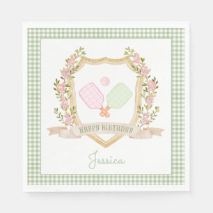 Let's Hit the Court Preppy Pickle Ball Birthday Napkins