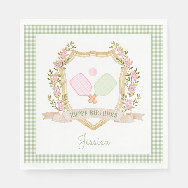 Let's Hit the Court | Preppy Pickle Ball Birthday  Napkins (Front)