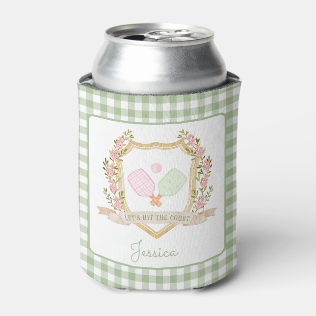 Let's Hit the Court | Preppy Pickle Ball  Can Cooler (Can Front)