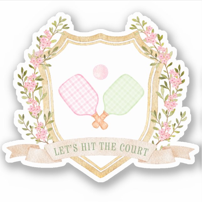 Let's Hit the Court | Preppy Pickleball  Sticker (Front)