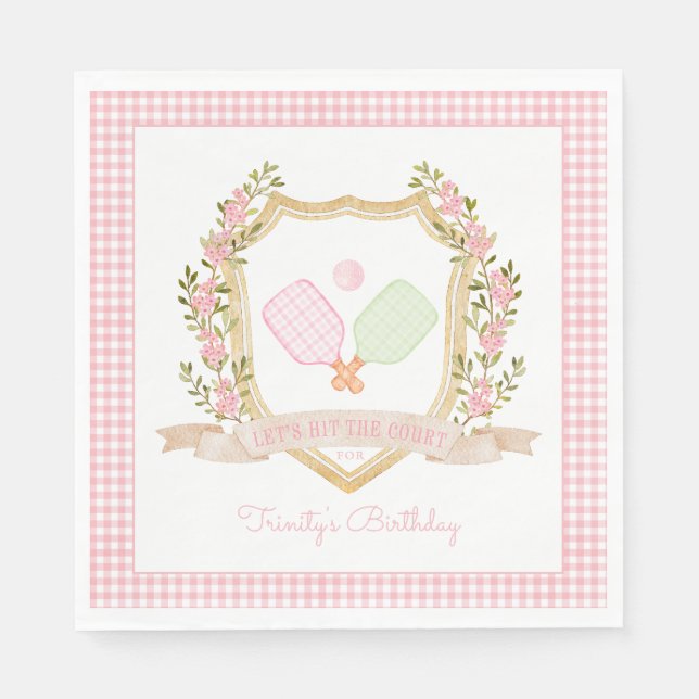 Let's Hit the Court | Preppy Pink Pickle Ball  Napkins (Front)