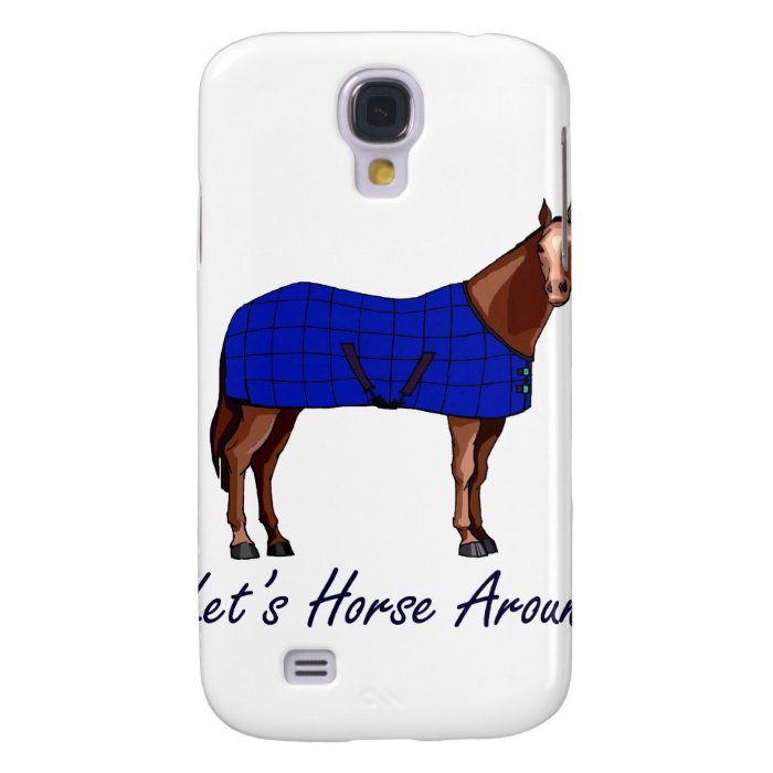 Lets Horse Around Brown w Blue Blanket Samsung Galaxy S4 Case