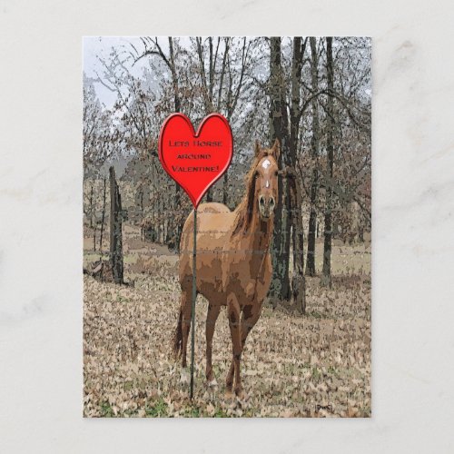 Lets Horse Around Valentine Post Card