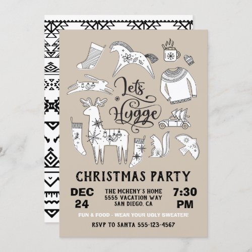 Lets Hygge Cozy Winter Christmas Party Invitation