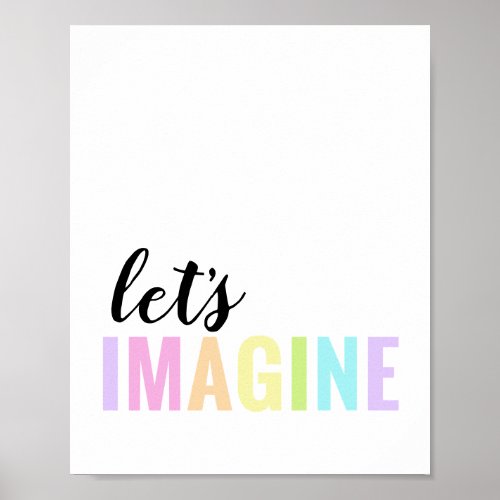 Lets Imagine Playroom Pastel Rainbow Poster