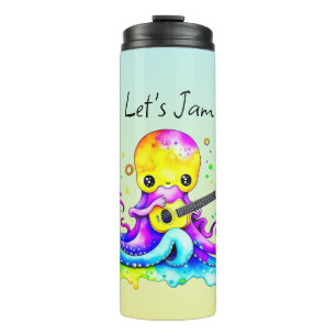 Let's Jam Octopus Playing Acoustic Guitar Thermal Tumbler