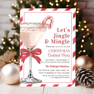 Lets Jingle and Mingle Christmas Cocktail Party Invitation