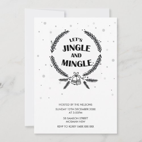 Lets Jingle and Mingle Christmas Party Holiday Invitation