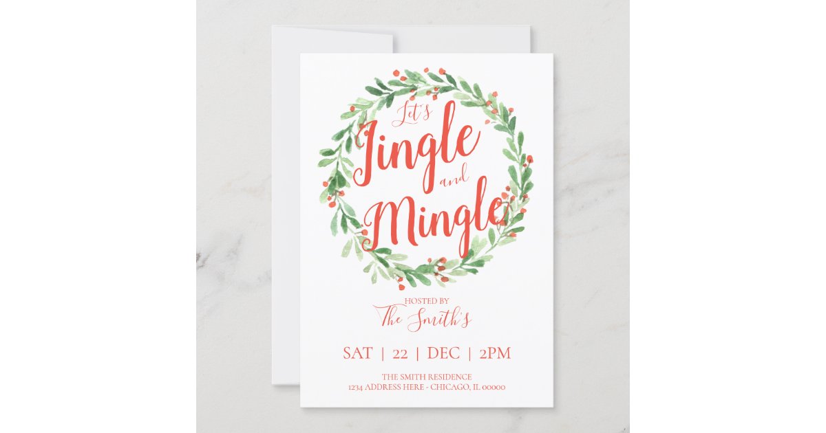 Let's Jingle and Mingle Holiday Party Invitation | Zazzle