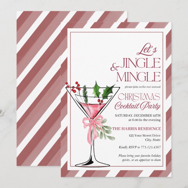 Let's Jingle and Mingle Holiday Party  Invitation (Front/Back)