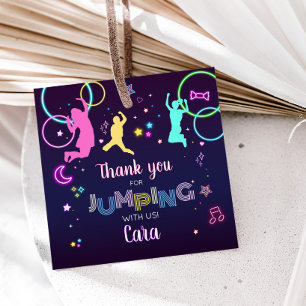 Let's Jump and Glow Birthday Party Square Favor Tags