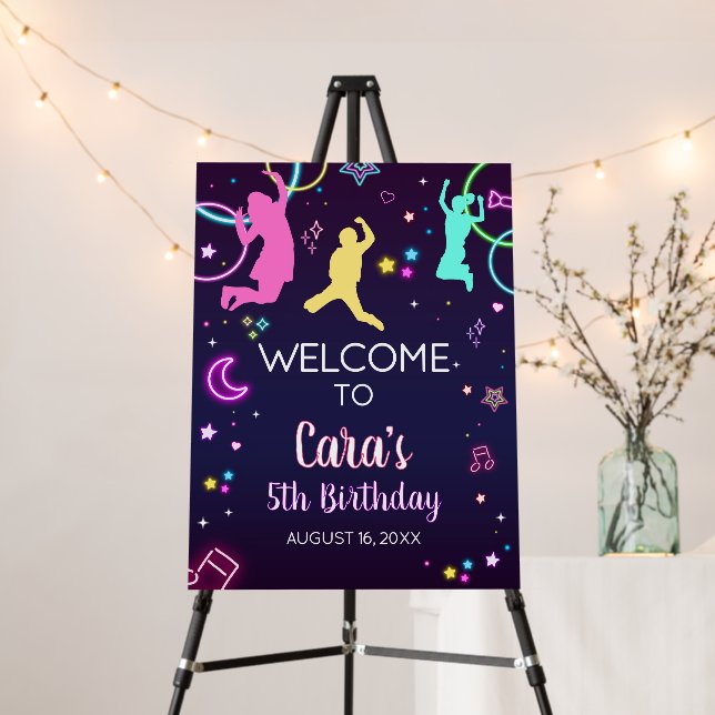 Let's Jump and Glow Birthday Party Welcome Sign (In Situ (Stand))