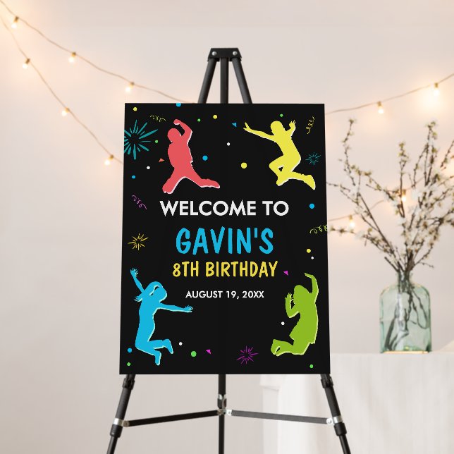 Let's Jump and Play Birthday Party Welcome Sign (In Situ (Stand))