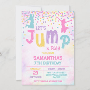 Let's Jump and Play Bounce House Birthday Party Invitation