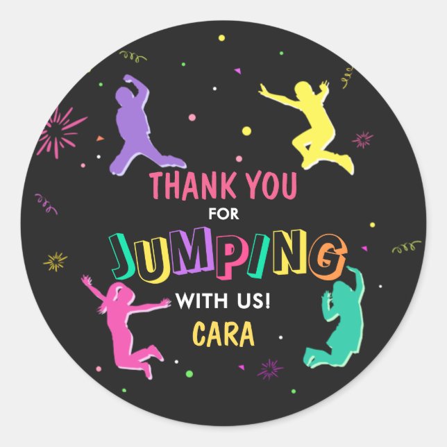 Let's Jump and Play Girl Birthday Party Classic Round Sticker (Front)