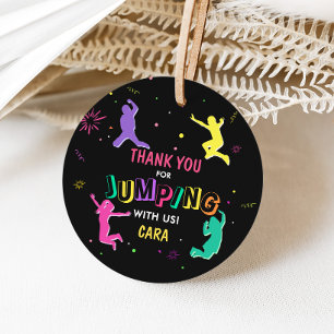 Let's Jump and Play Girl Birthday Party Round Favor Tags