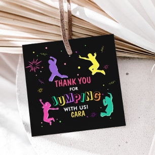 Let's Jump and Play Girl Birthday Party Square Favor Tags