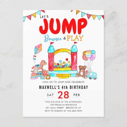 Lets Jump Bounce House Trampoline Park Birthday Postcard
