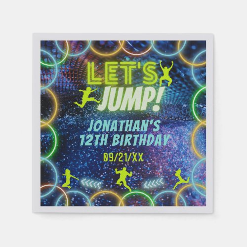 Lets Jump Bounce Trampoline Party Neon Green Glow Napkins