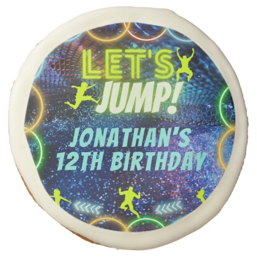 Lets Jump Bounce Trampoline Party Neon Green Glow Sugar Cookie