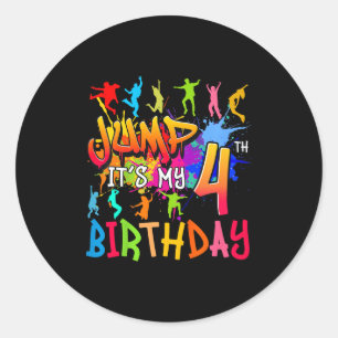Lets Jump Its My 4th Birthday Trampoline Bday Matc Classic Round Sticker