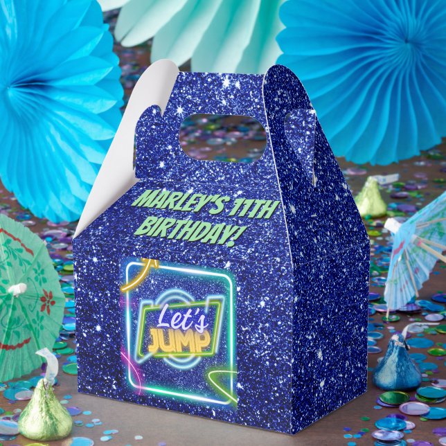 Let's Jump Party Bounce Neon Trampoline Park  Favor Boxes (Party)