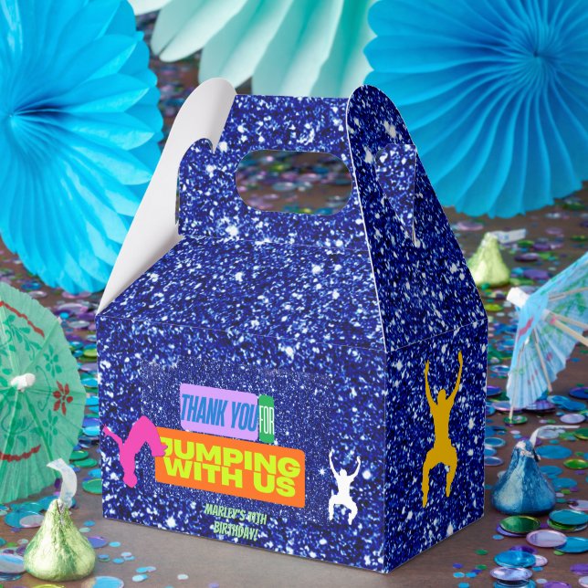 Let's Jump Party Bounce Neon Trampoline Park  Favor Boxes (Party)