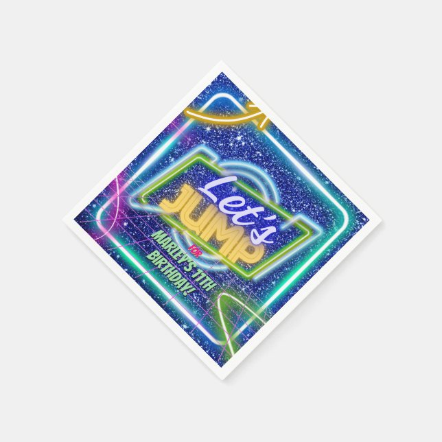 Let's Jump Party Bounce Neon Trampoline Park  Napkins (Corner)