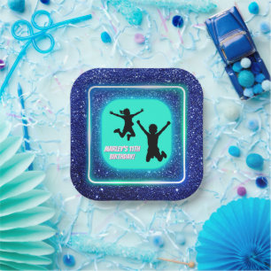 Let's Jump Party Bounce Neon Trampoline Park  Paper Plates