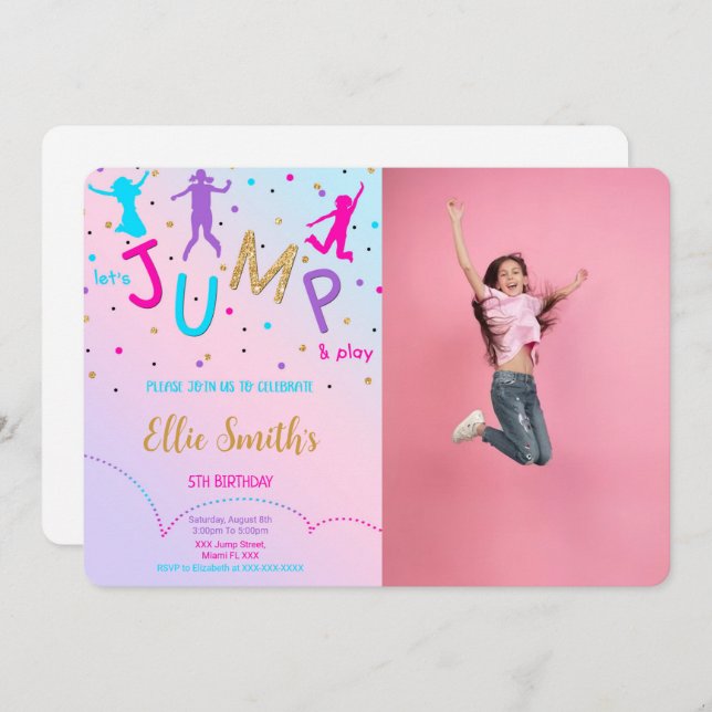 Let's Jump Photo Invitation (Front/Back)